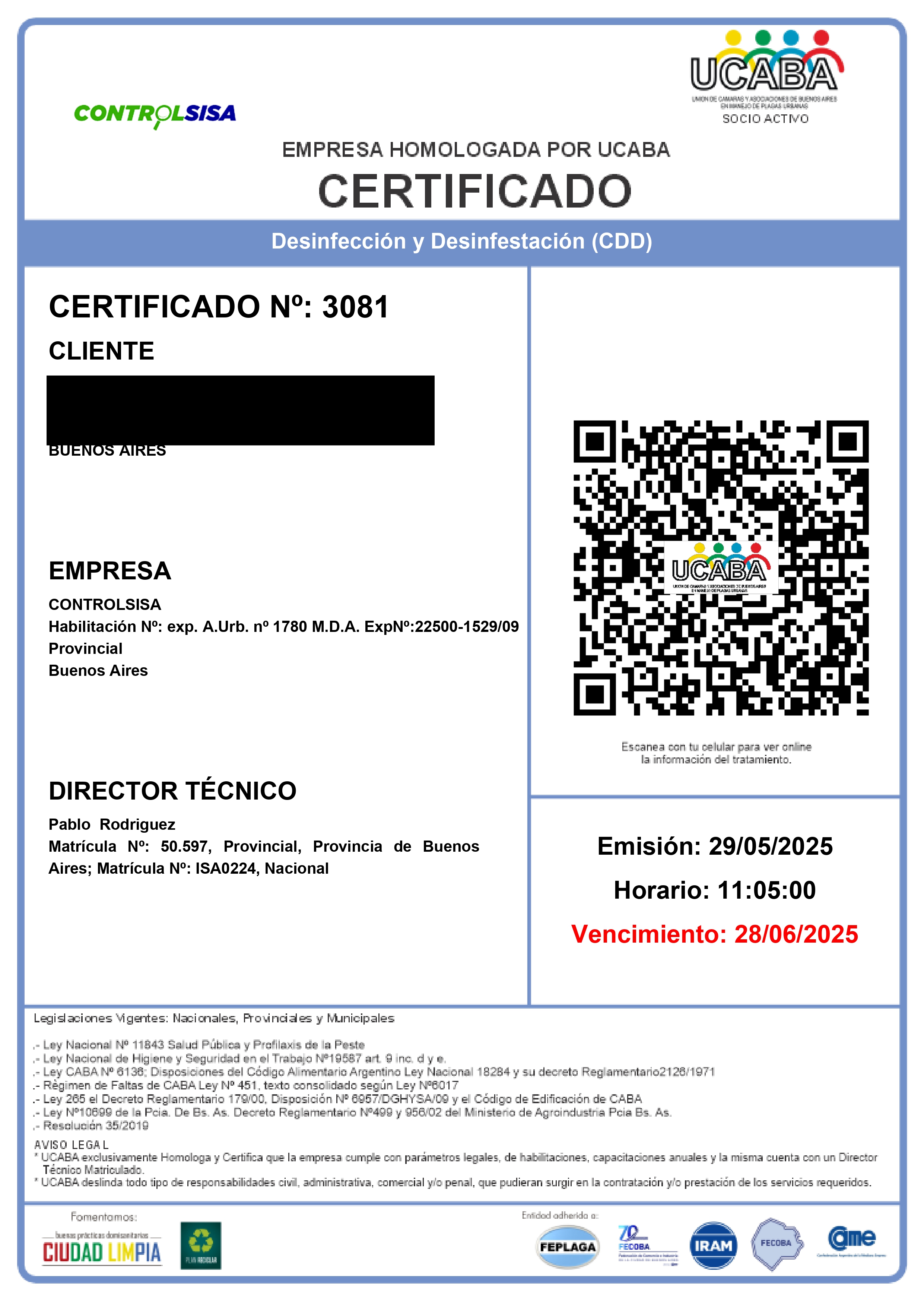 Ejemplo de Certificado QR